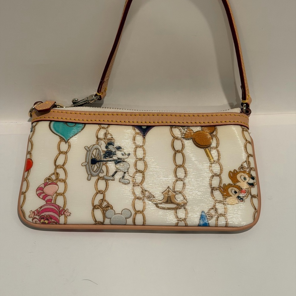 Dooney & Bourke White and Tan Disney Print Wristlet